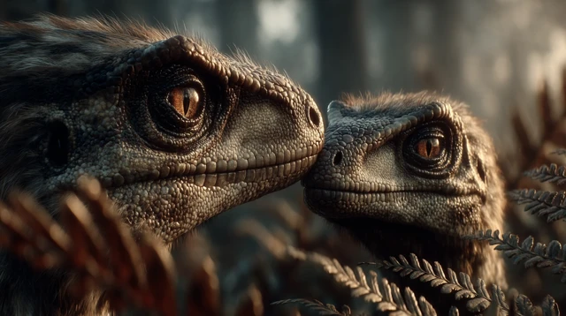 Velociraptor Pair Realistic Close Up