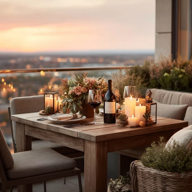 Romantic Balcony Dinner with City View