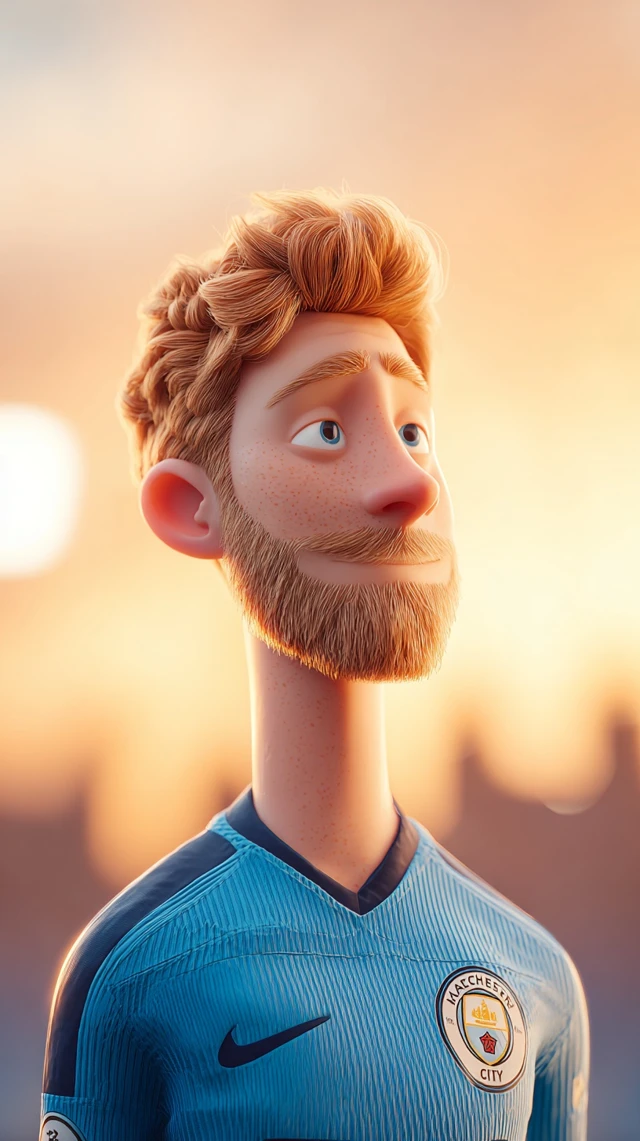 Kevin De Bruyne Cartoon Manchester City Sunset