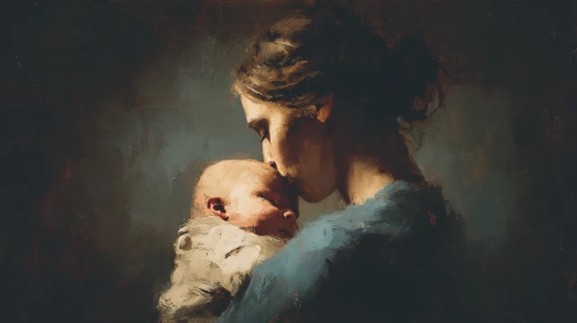 Mother and Child Painting A Tender Moment