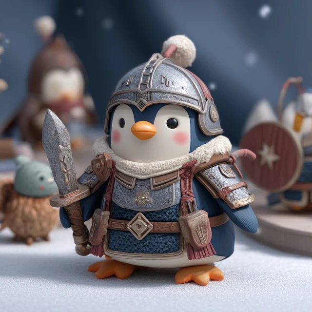 Cartoon Penguin Knight Chinese Style Handmade Product