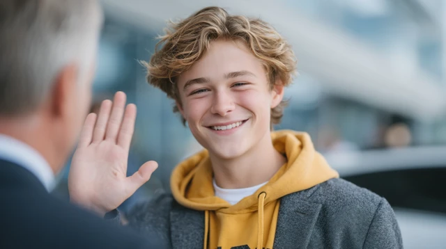 Student Celebrates Test Success Thumbs Up