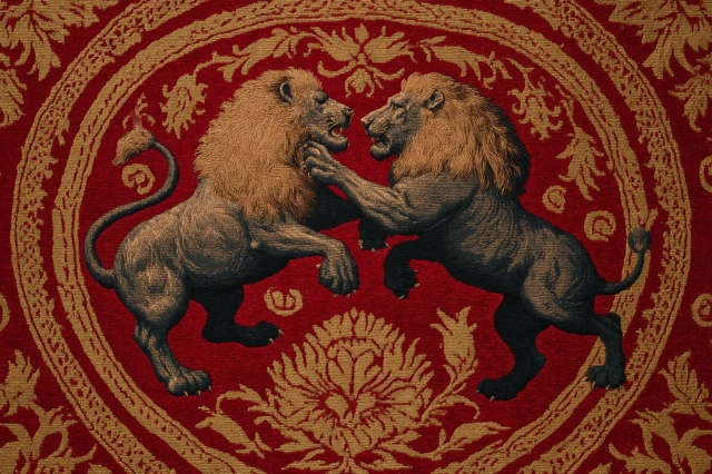 Lions in Combat Carpet Design