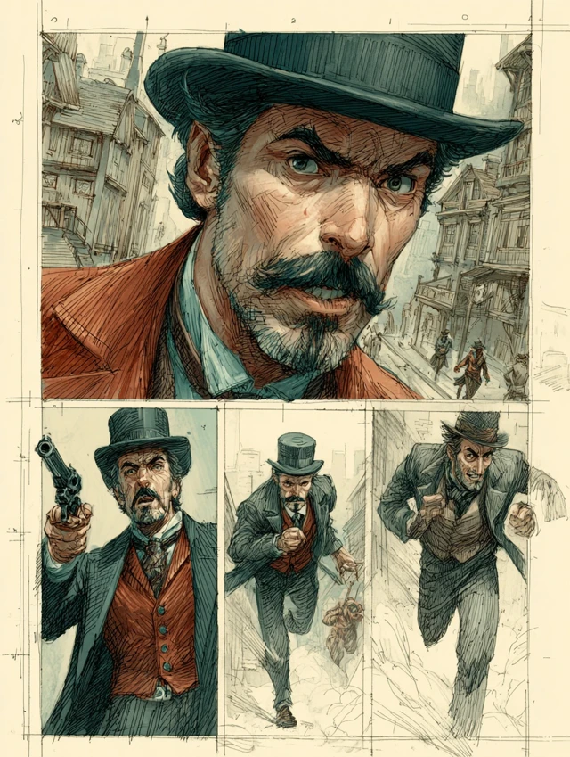Steampunk Chase Comic Art