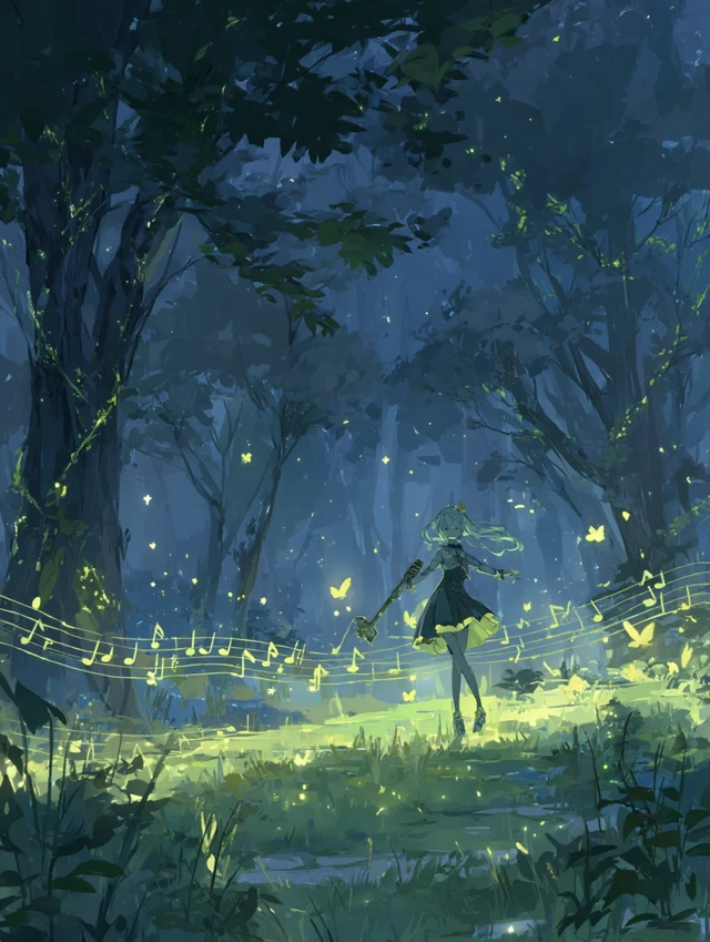 Magical Forest Clearing Anime Artwork