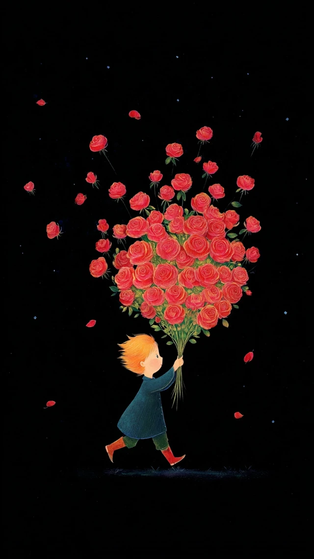 The Little Prince with Roses Childrens Illustration