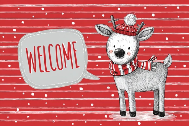 Christmas Deer Welcome Festive Illustration