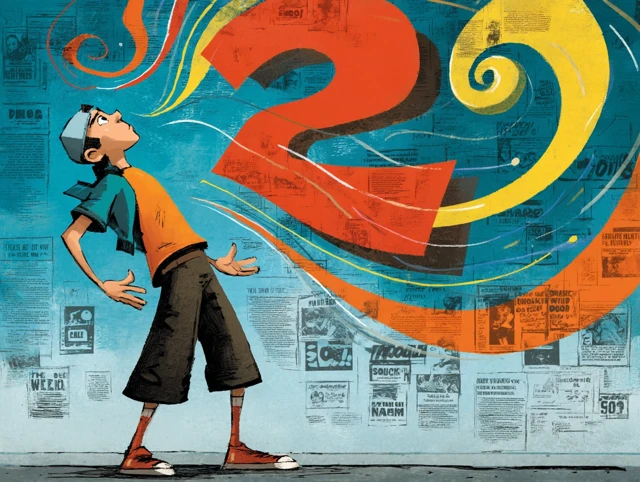 Break Dancer and Number Two Comic Book Illustration