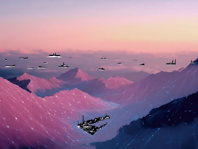 Munich Skyline and Data Mountains Art