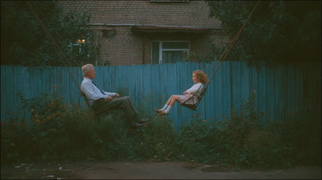 Man Pushing Girl on Swing Cinematic Photo
