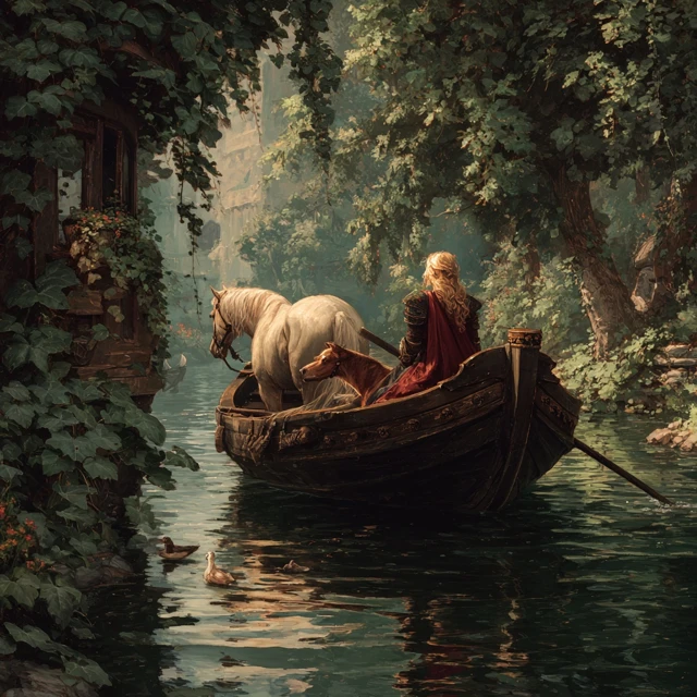 Ferryman of Animals Oil Painting Fantasy