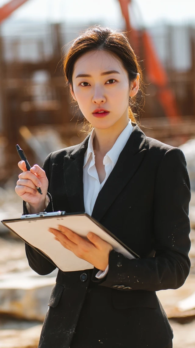 Korean CEO at Construction Site Confident Portrait