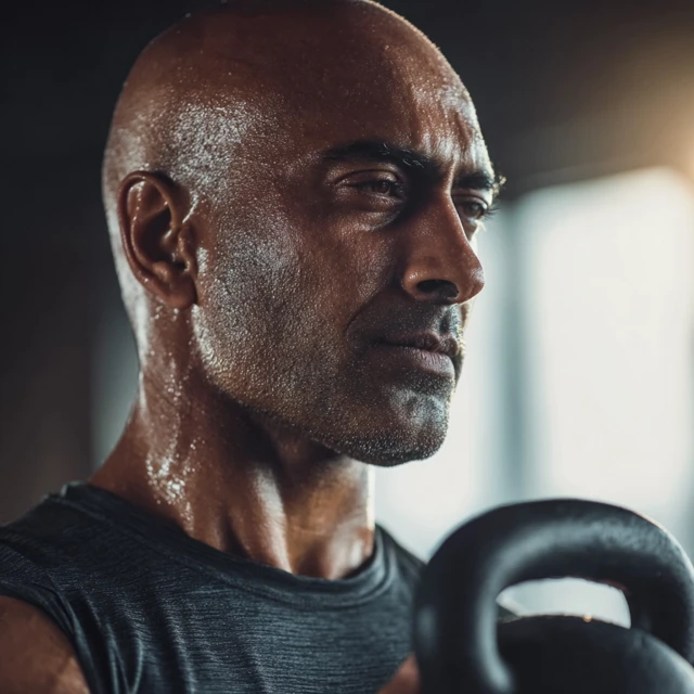 Pakistani Man Kettlebell Training Fitness Portrait