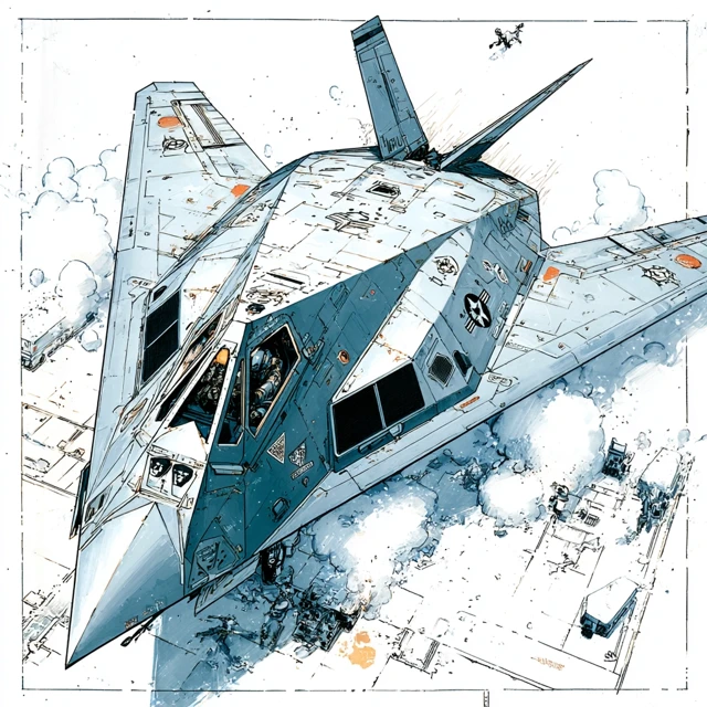 F-117 Nighthawk Comic Illustration