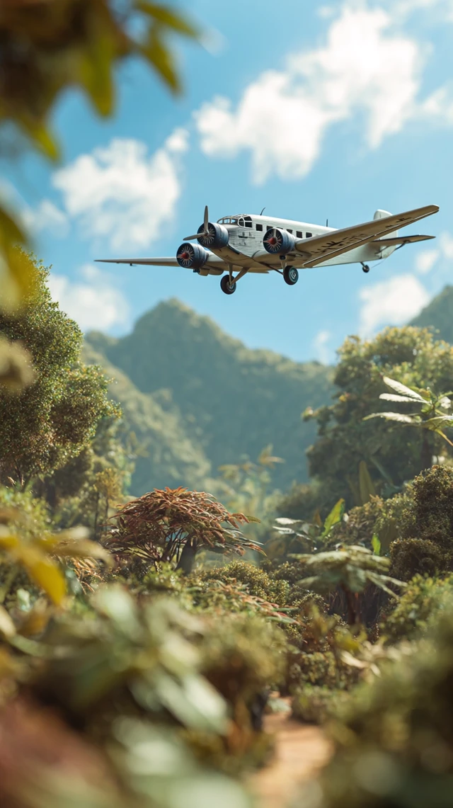 Junkers Ju 52 Airplane Over Argentinian Jungle Diorama