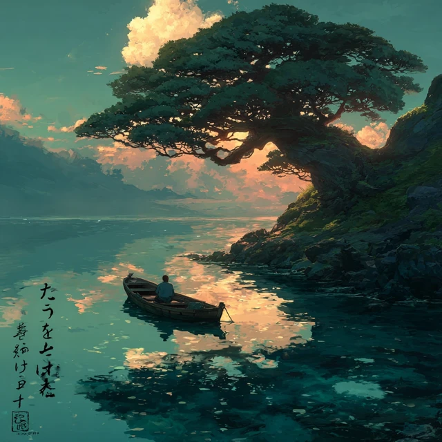 Mystical Tree and Whale Anime Art