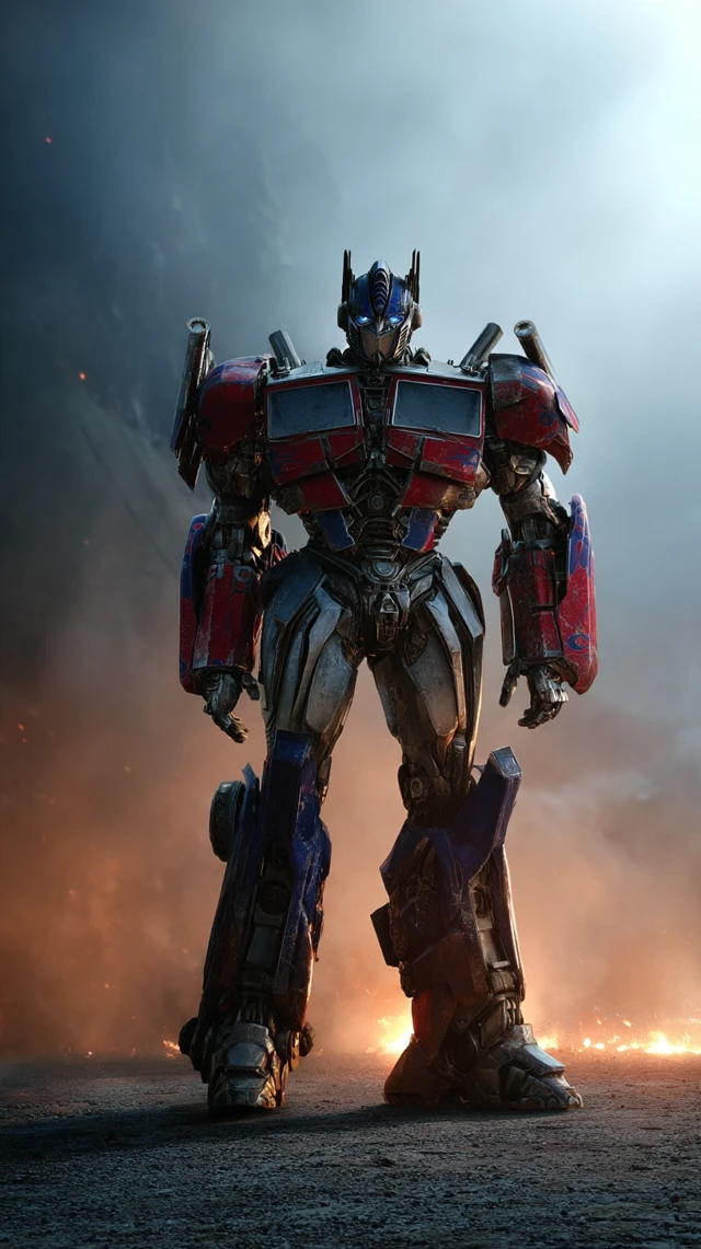 Optimus Prime in Battle: Transformers Movie Art
