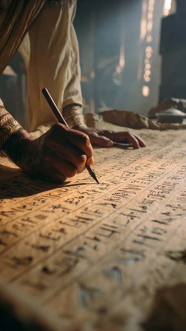 Ancient Egyptian Scribe Writing Hieroglyphs