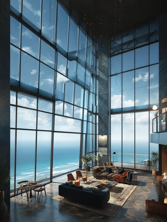 Luxury Penthouse Ocean View Interior Rendering