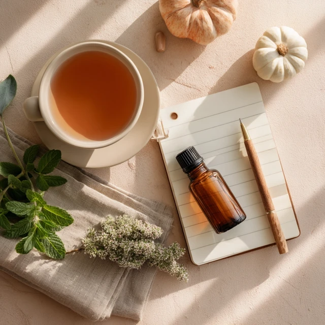 Wellness Scene Autumnal Serenity Calm Tea and Herbs