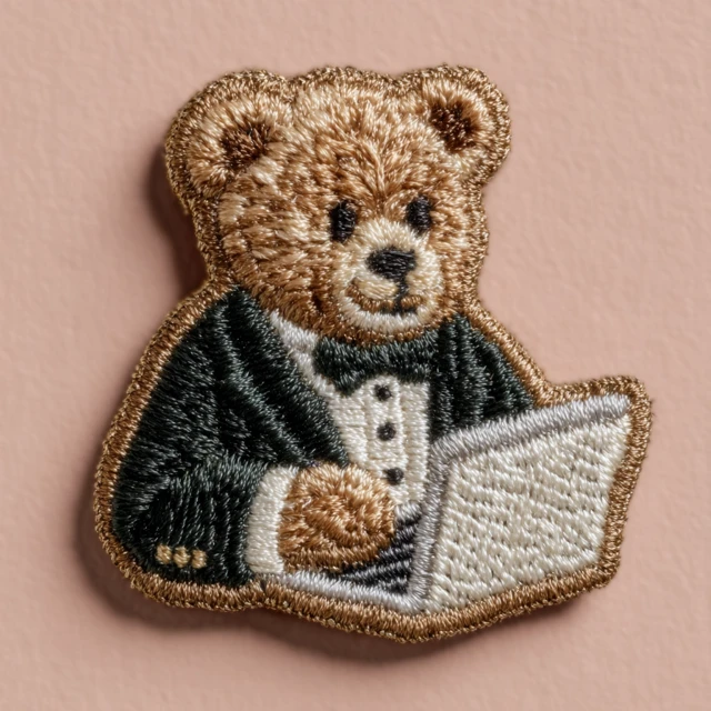 Embroidered Bear Patch Tuxedo Laptop Vintage
