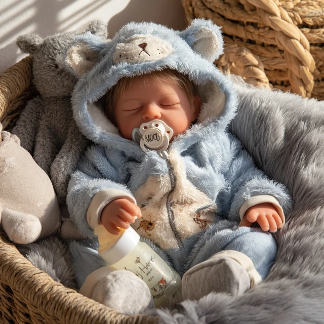 Reborn Baby Doll Sleeping in Cozy Nursery Sunlight