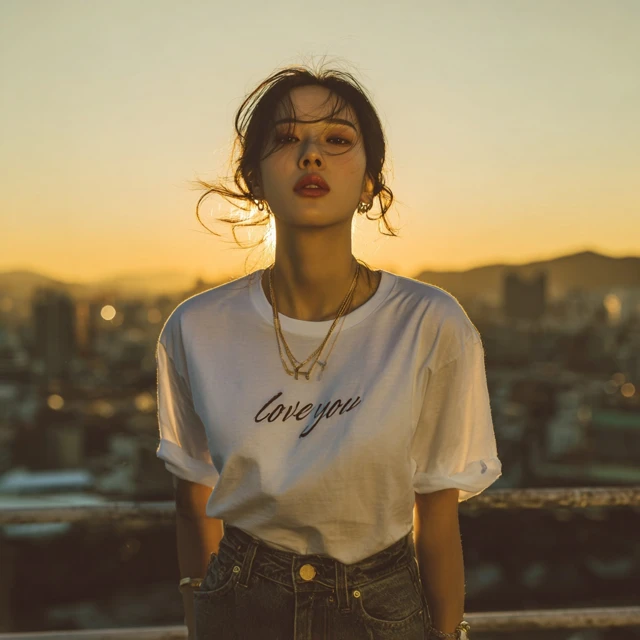 Korean Model in Sunset Street Fashion