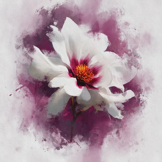 Abstract Watercolor Magnolia Flower Painting