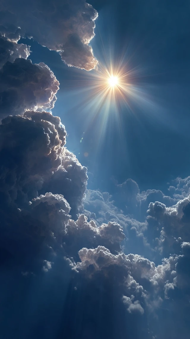 Heavenly Sky with Radiant Sunburst HDR