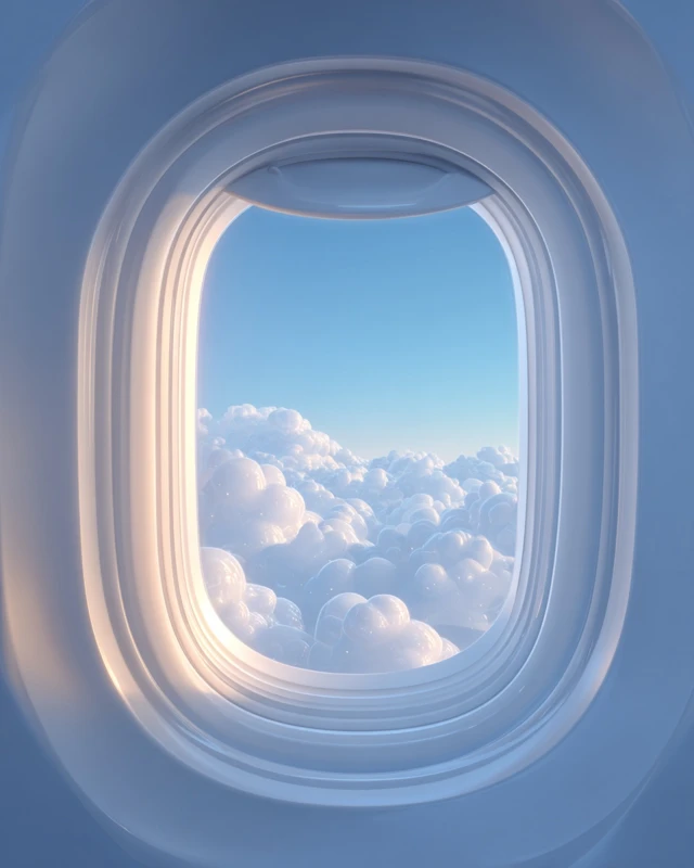 Airplane Window View Sky Clouds Minimalist