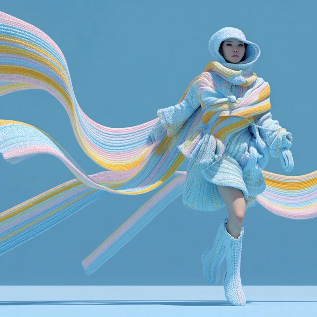Photorealistic Fashion Model in Knitted Outfit