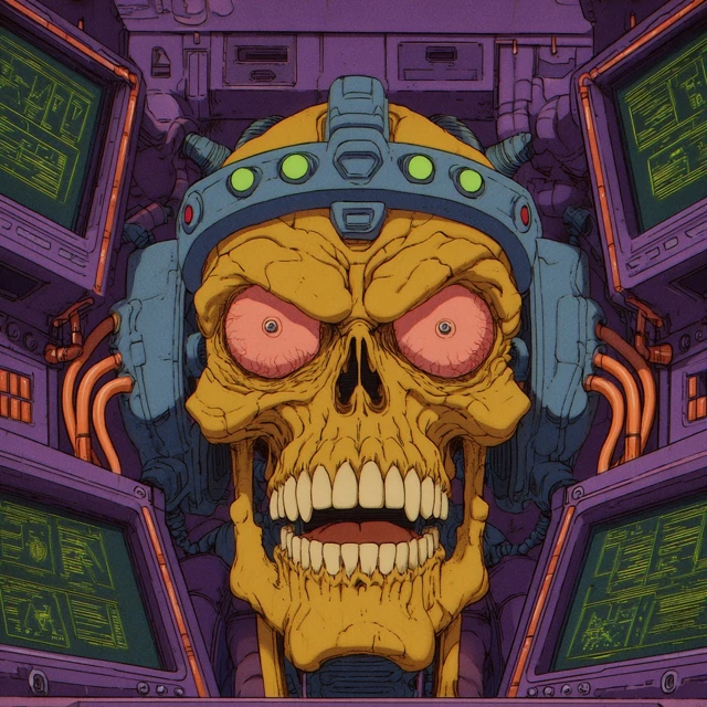 80s Cartoon Alien Skull Villain