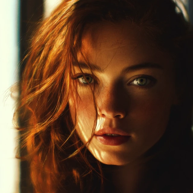 Redhead Portrait Piercing Green Eyes Natural Light