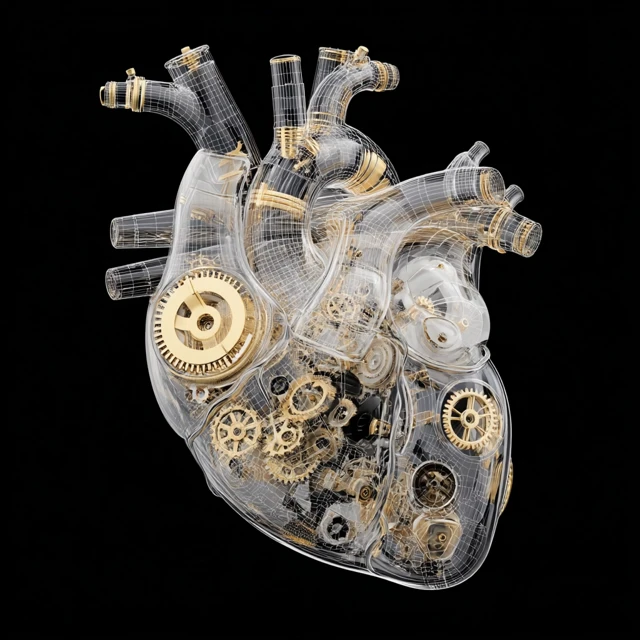 Mechanical Heart Transparent Anatomy Illustration