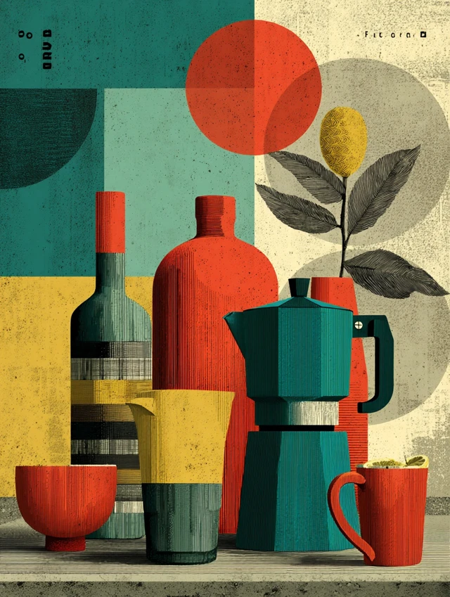 Retro Coffee Still Life Illustration