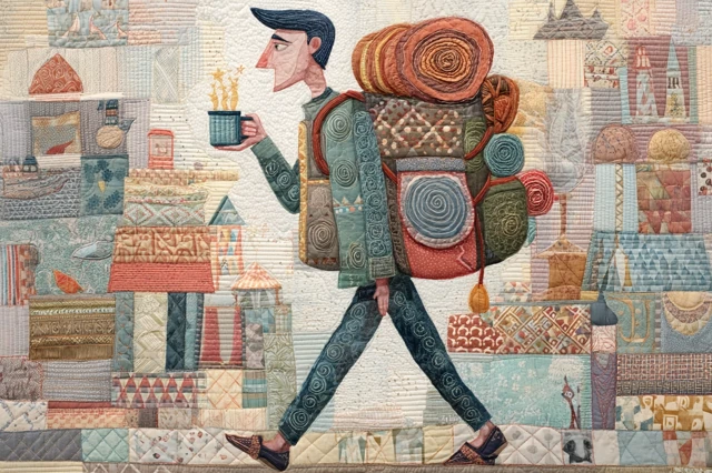 Camino De Santiago Folk Art Pilgrimage Illustration