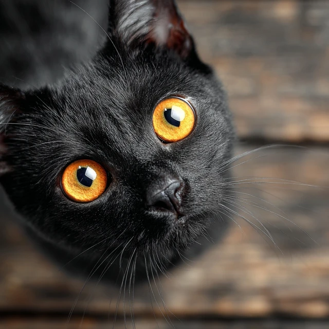 Surprised Black Cat Big Eyes Trading Mistake