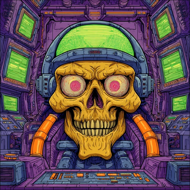 80s Cartoon Alien Skull Villain