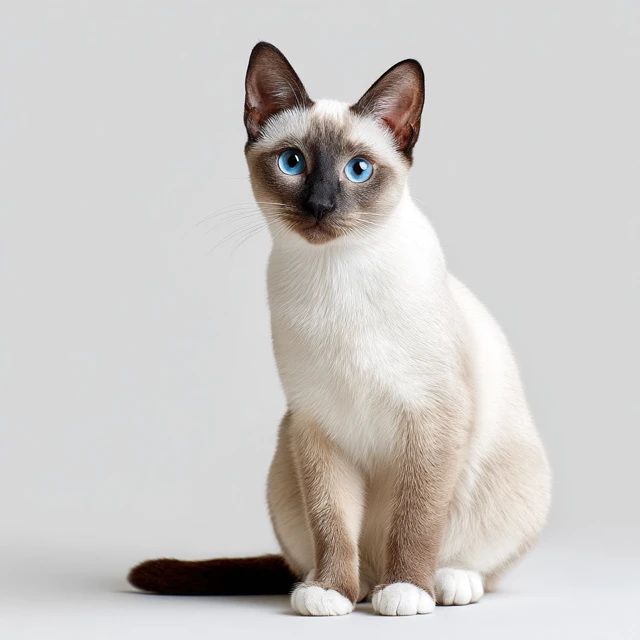 Snowshoe Cat Portrait with Blue Eyes