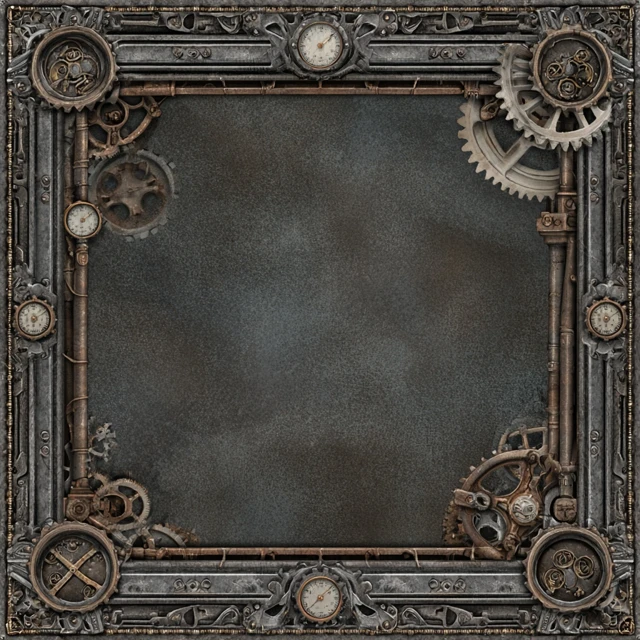 Steampunk Token Border Ornate Steel and Iron Frame