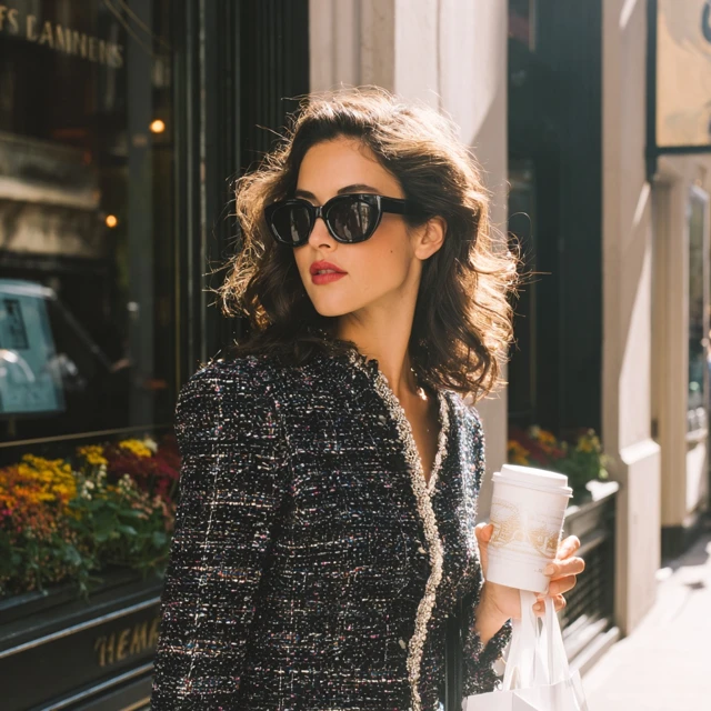 Fashion Editorial Brunette in Chanel on Madison Avenue