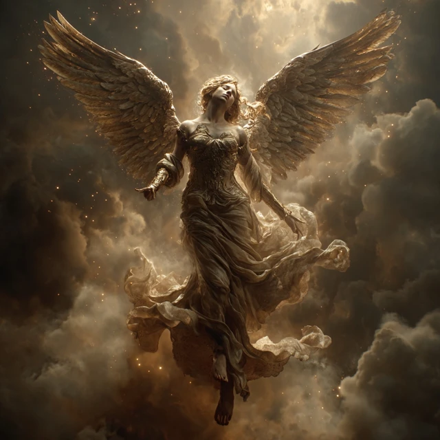 Angel in the Clouds Weeping for Souls