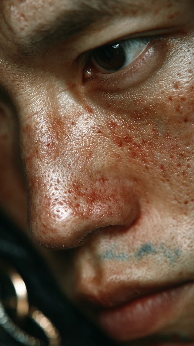 Closeup Asian Face With Problem Skin