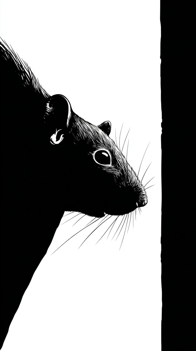Black Silhouette Rat Head Illustration