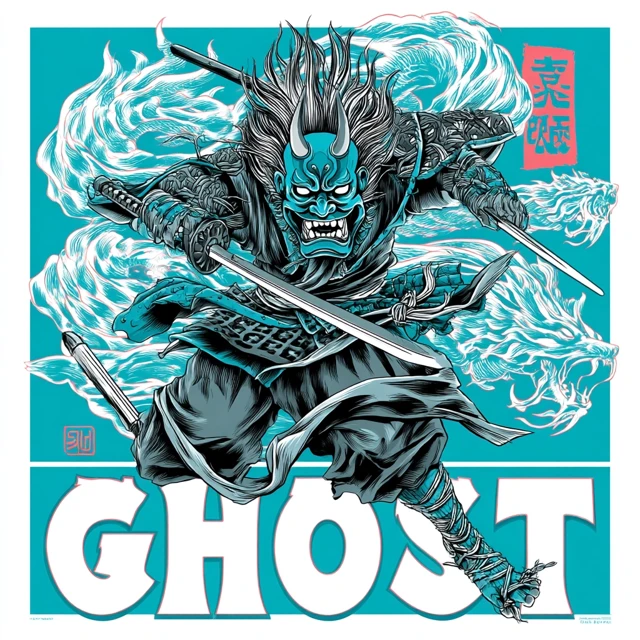 Hannya Mask Ninja Ghost Katana Art