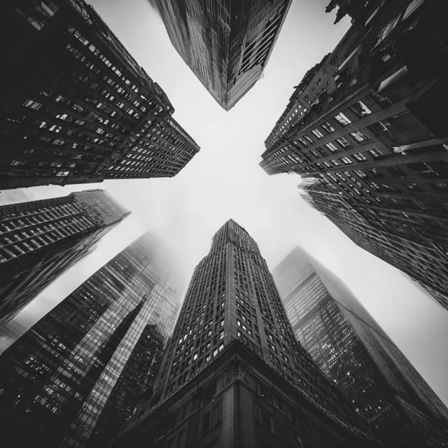 NYC Skyline From Below Amazing Perspective