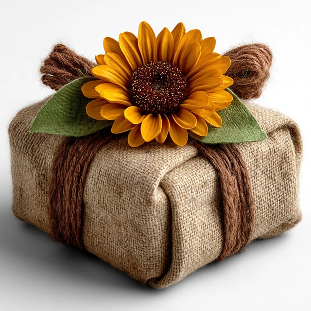 Reusable Cloth Gift Wrap with Sunflower Zero Waste