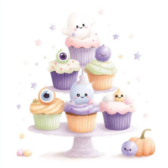 Spooky Pastel Halloween Cupcake Tower