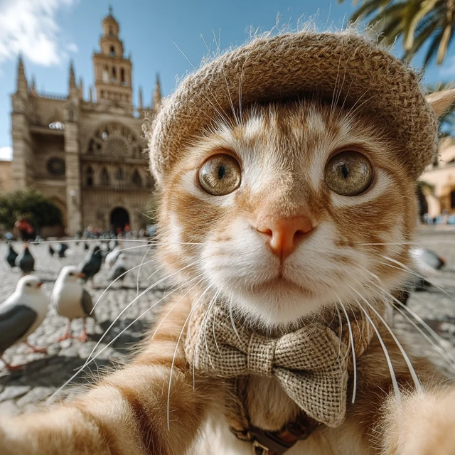 Stylish Cat Selfie in Seville Spain