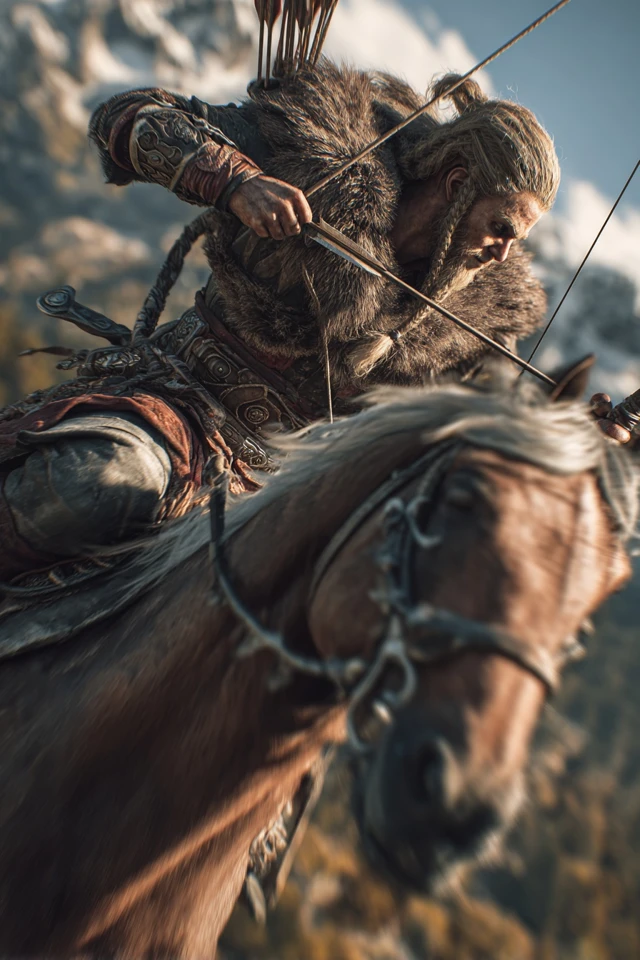 Viking Warrior Archery Action Shot Cinematic Detail
